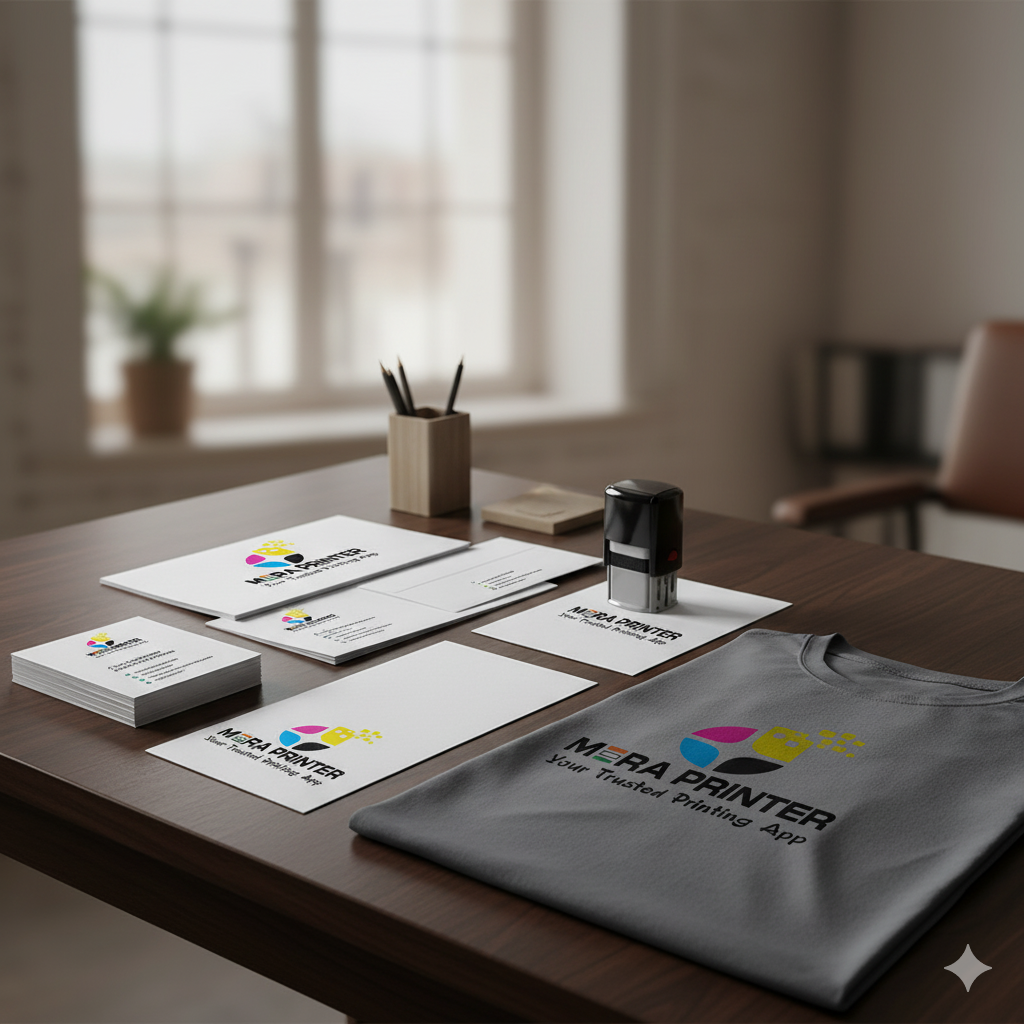 100 Pcs Standard Visiting Card + 50 Letterhead + Custom Printed T-Shirt + 100 Envelope